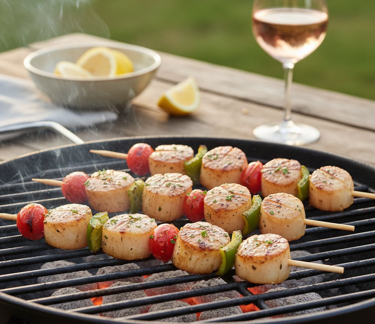Brochette de saint-jacques marinées au barbecue