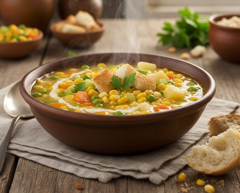 Recette de soupe de légumes au maïs facile et réconfortante