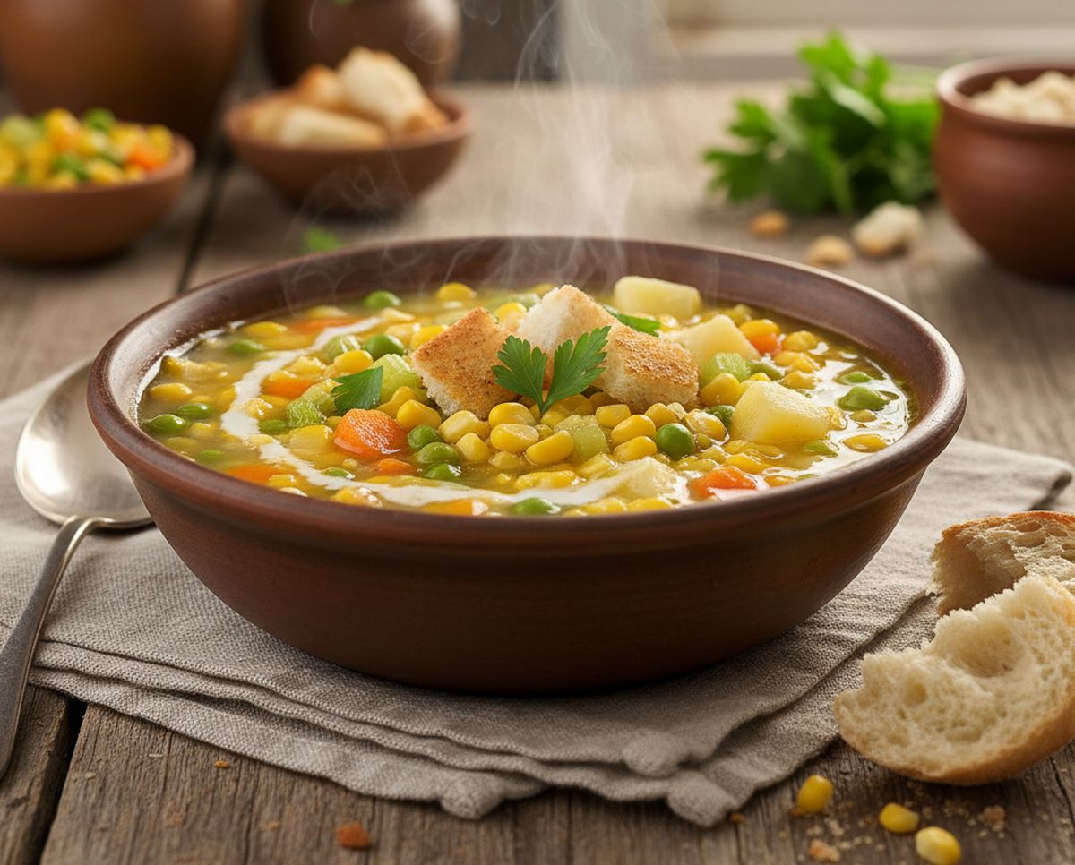 Recette de soupe de légumes au maïs facile et réconfortante