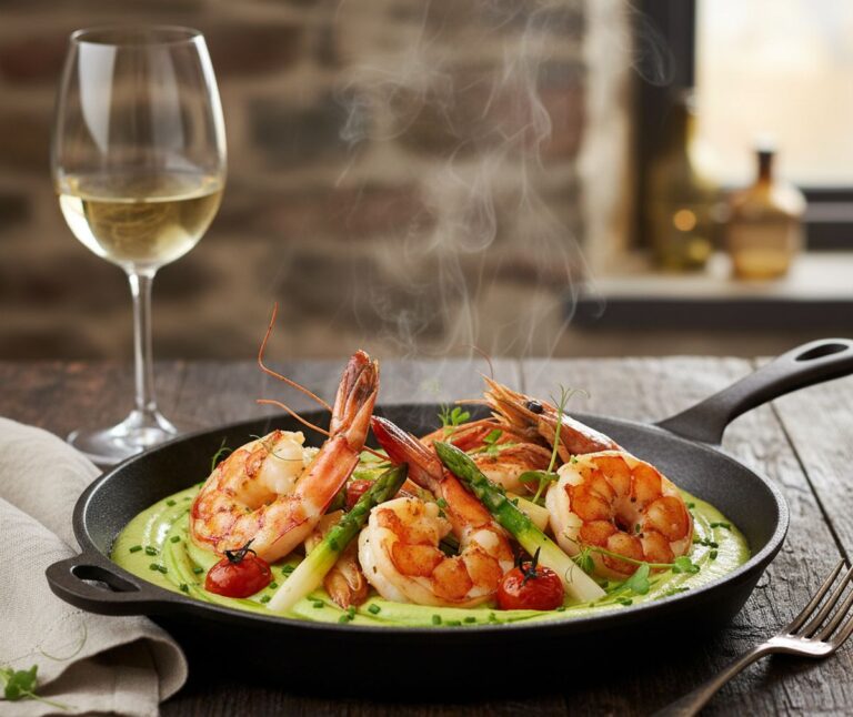 Poêlée de langoustines et crème d&rsquo;asperges : recette simple pour un plat printanier