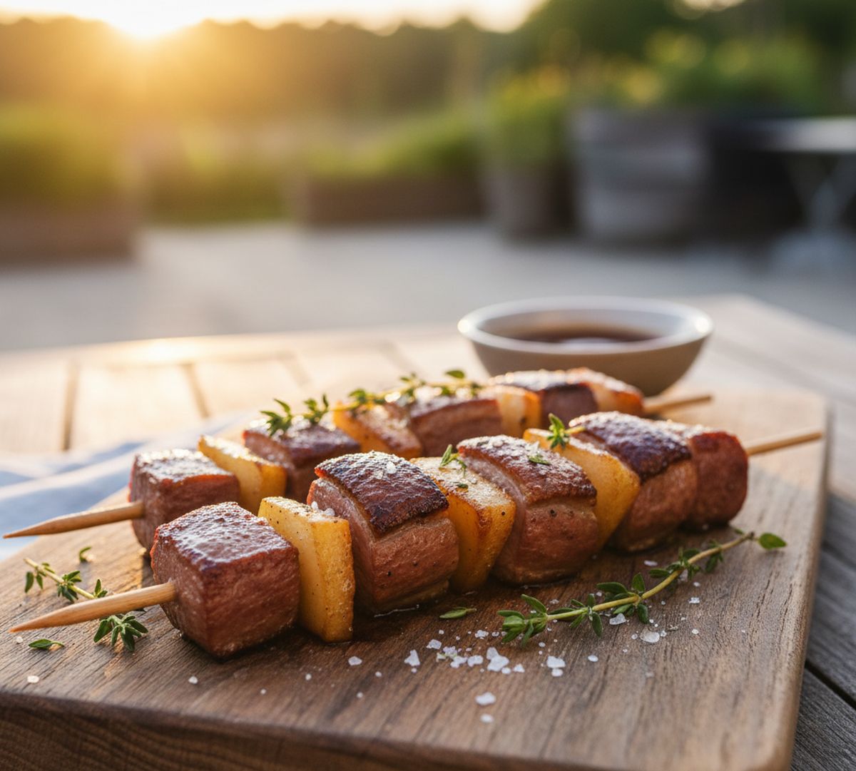 brochette de magret de canard aux poires