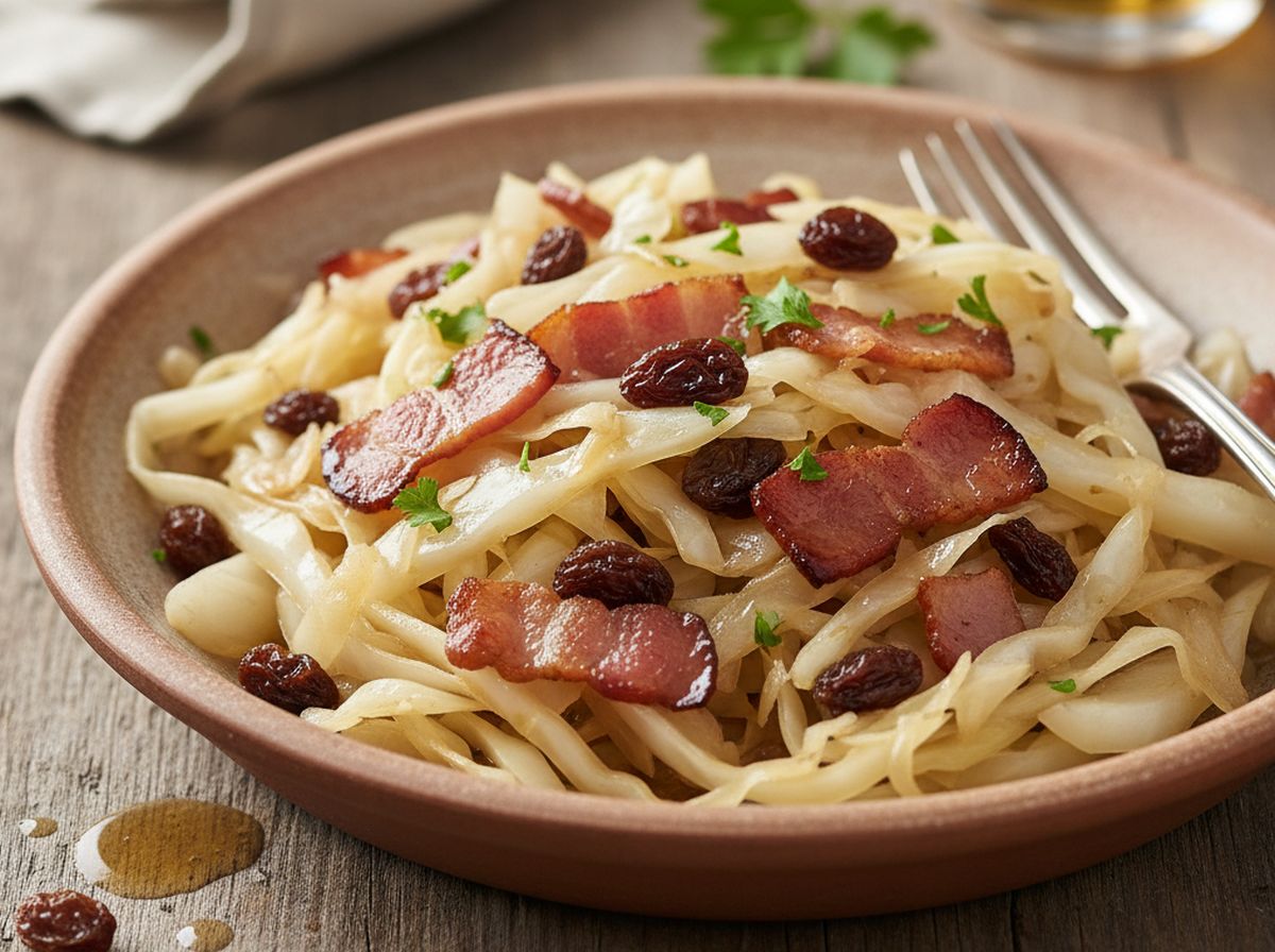 chou blanc au bacon et raisins secs