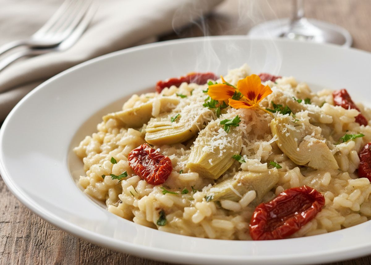 risotto aux artichauts et tomates confites