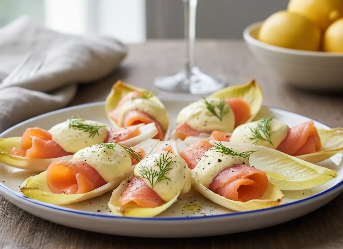 Recette endives au saumon fumé et crème légère citronnée