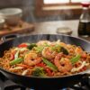 Wok de crevettes aux nouilles et aux légumes recette facile et rapide